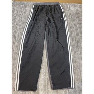 Adidas Originals Track Pants Mens Medium Black Gray 3-Stripes Trefoil Logo Lined